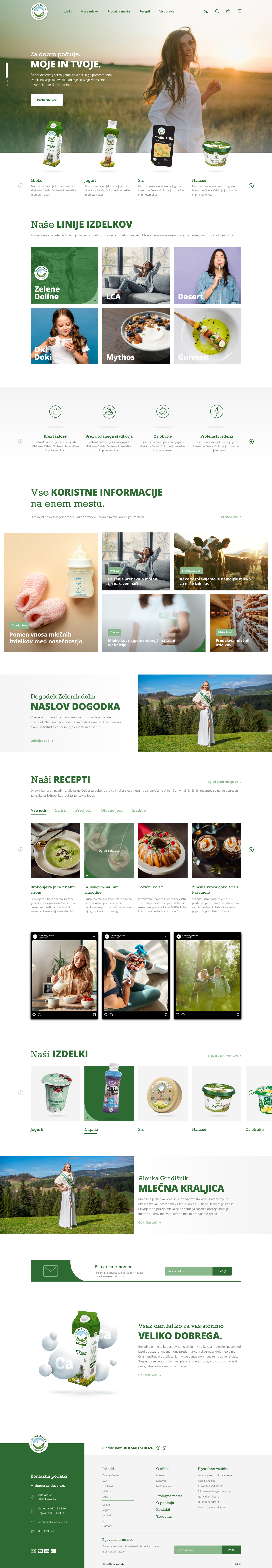 Zelene Doline desktop homepage auto-scrolling mockup
